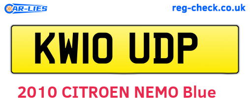 KW10UDP are the vehicle registration plates.