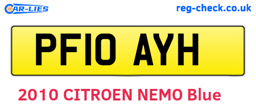 PF10AYH are the vehicle registration plates.