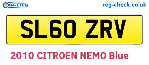 SL60ZRV are the vehicle registration plates.