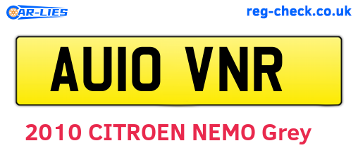 AU10VNR are the vehicle registration plates.