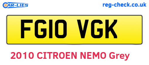 FG10VGK are the vehicle registration plates.