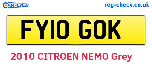 FY10GOK are the vehicle registration plates.