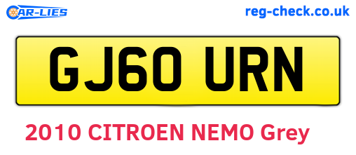 GJ60URN are the vehicle registration plates.