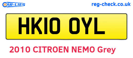 HK10OYL are the vehicle registration plates.