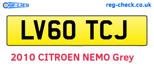 LV60TCJ are the vehicle registration plates.