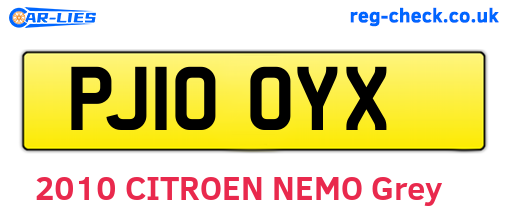 PJ10OYX are the vehicle registration plates.
