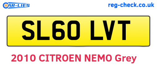 SL60LVT are the vehicle registration plates.