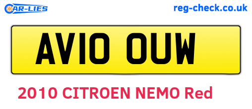 AV10OUW are the vehicle registration plates.