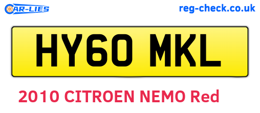 HY60MKL are the vehicle registration plates.