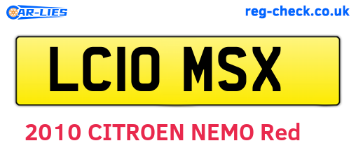 LC10MSX are the vehicle registration plates.