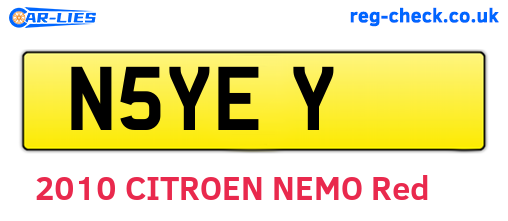 N5YEY are the vehicle registration plates.