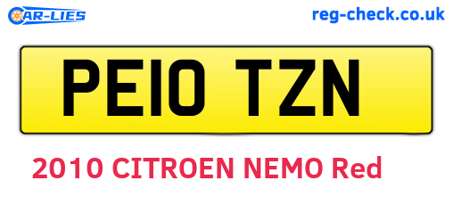 PE10TZN are the vehicle registration plates.