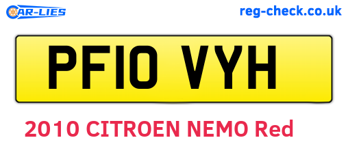 PF10VYH are the vehicle registration plates.