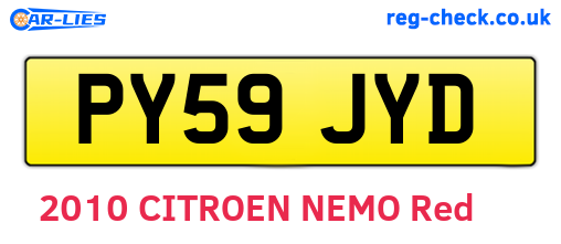PY59JYD are the vehicle registration plates.