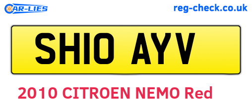 SH10AYV are the vehicle registration plates.