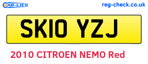 SK10YZJ are the vehicle registration plates.