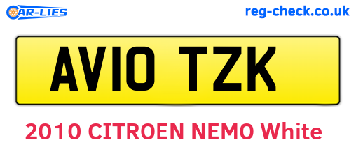 AV10TZK are the vehicle registration plates.