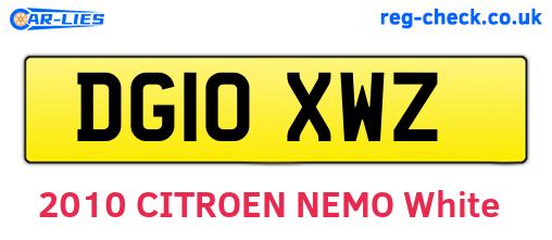 DG10XWZ are the vehicle registration plates.