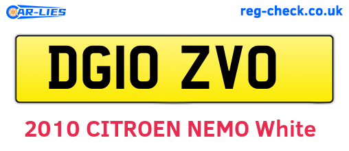 DG10ZVO are the vehicle registration plates.