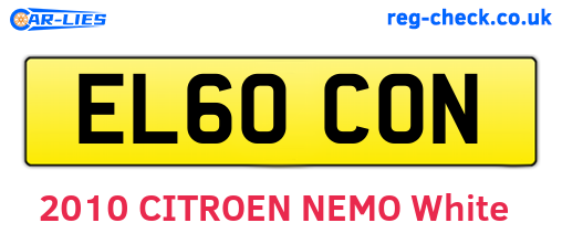 EL60CON are the vehicle registration plates.