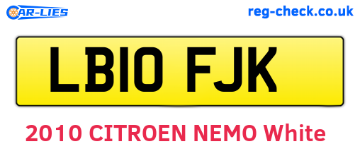 LB10FJK are the vehicle registration plates.