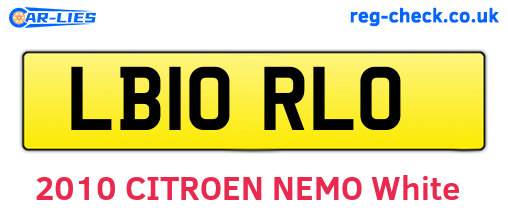 LB10RLO are the vehicle registration plates.