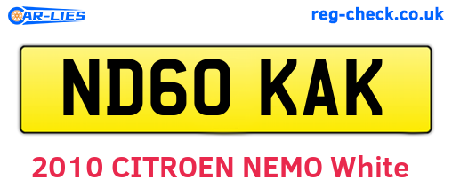ND60KAK are the vehicle registration plates.