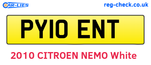 PY10ENT are the vehicle registration plates.