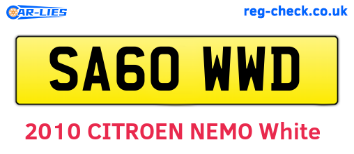 SA60WWD are the vehicle registration plates.