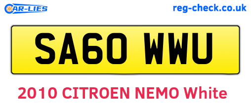 SA60WWU are the vehicle registration plates.