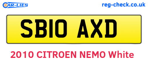 SB10AXD are the vehicle registration plates.
