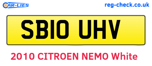 SB10UHV are the vehicle registration plates.