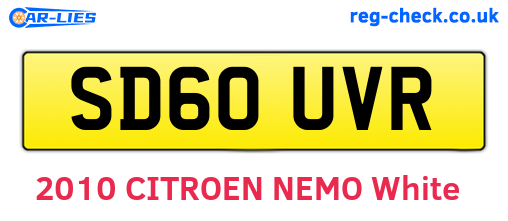 SD60UVR are the vehicle registration plates.