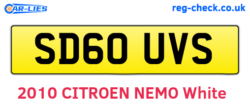 SD60UVS are the vehicle registration plates.