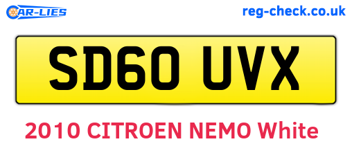 SD60UVX are the vehicle registration plates.