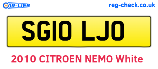SG10LJO are the vehicle registration plates.