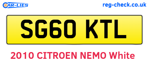 SG60KTL are the vehicle registration plates.