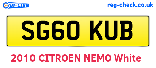 SG60KUB are the vehicle registration plates.