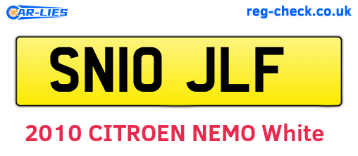 SN10JLF are the vehicle registration plates.