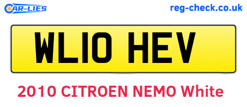 WL10HEV are the vehicle registration plates.