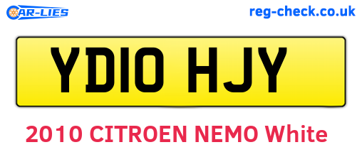 YD10HJY are the vehicle registration plates.