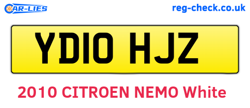 YD10HJZ are the vehicle registration plates.