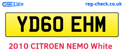 YD60EHM are the vehicle registration plates.