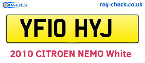 YF10HYJ are the vehicle registration plates.
