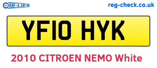 YF10HYK are the vehicle registration plates.