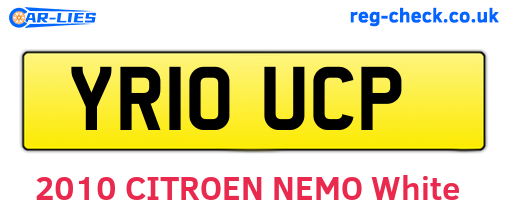 YR10UCP are the vehicle registration plates.