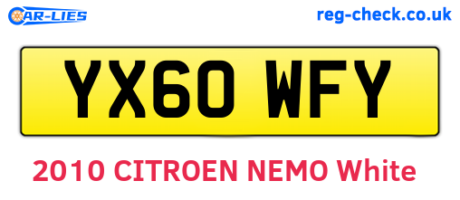 YX60WFY are the vehicle registration plates.