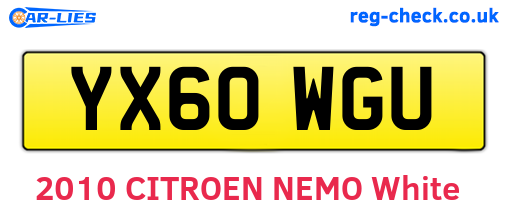 YX60WGU are the vehicle registration plates.