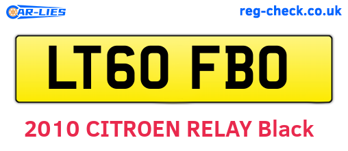 LT60FBO are the vehicle registration plates.