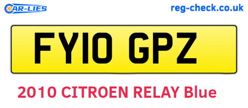 FY10GPZ are the vehicle registration plates.